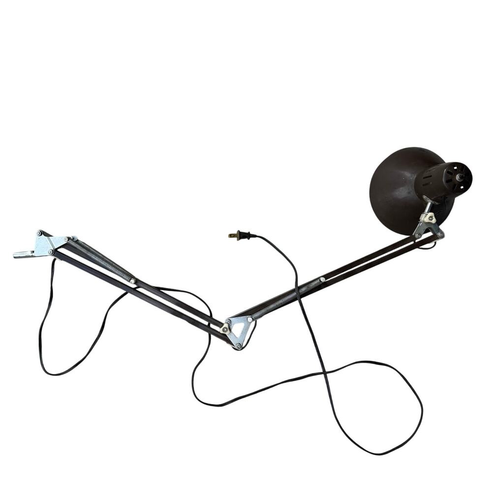 Vintage Underwriters Laboratories Portable Desk Lamp Articulating Arm Brown MCM